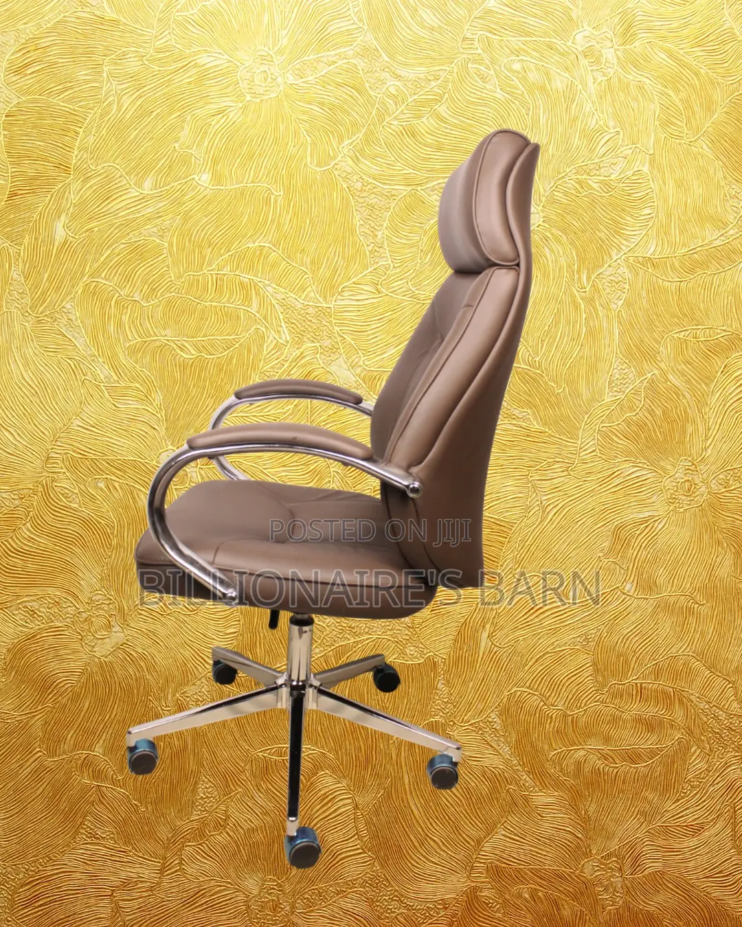 Brown Executive Leather Office Chair (Space-Saving)