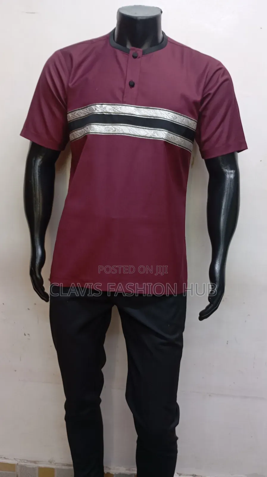 Ankara Men Maroon Shirts
