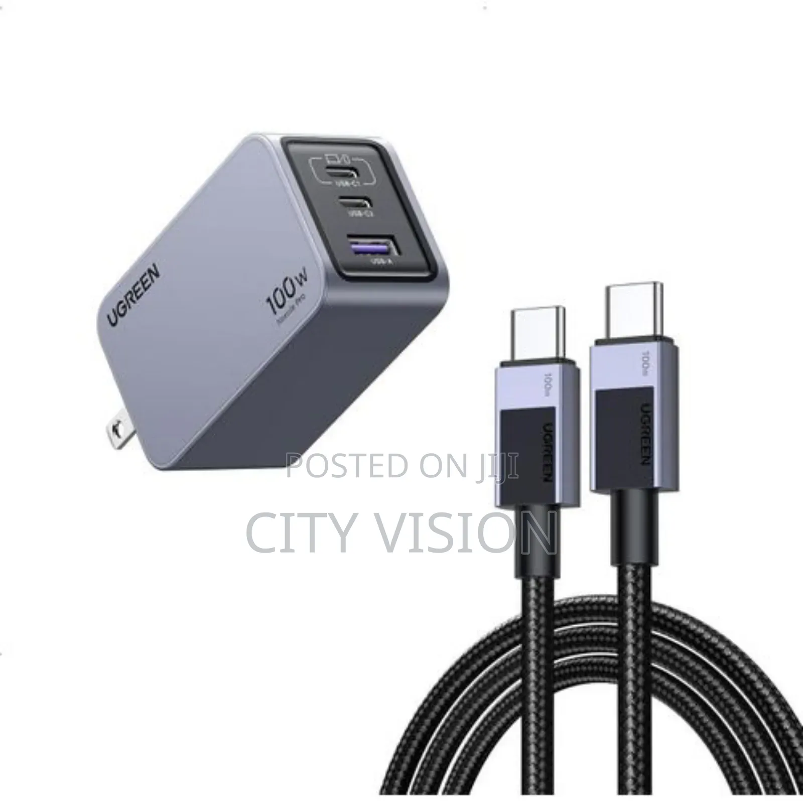 Ugreen Nexode Pro 100w 3-Port Gan Fast Charger Uk + 1.5m 100w Cable