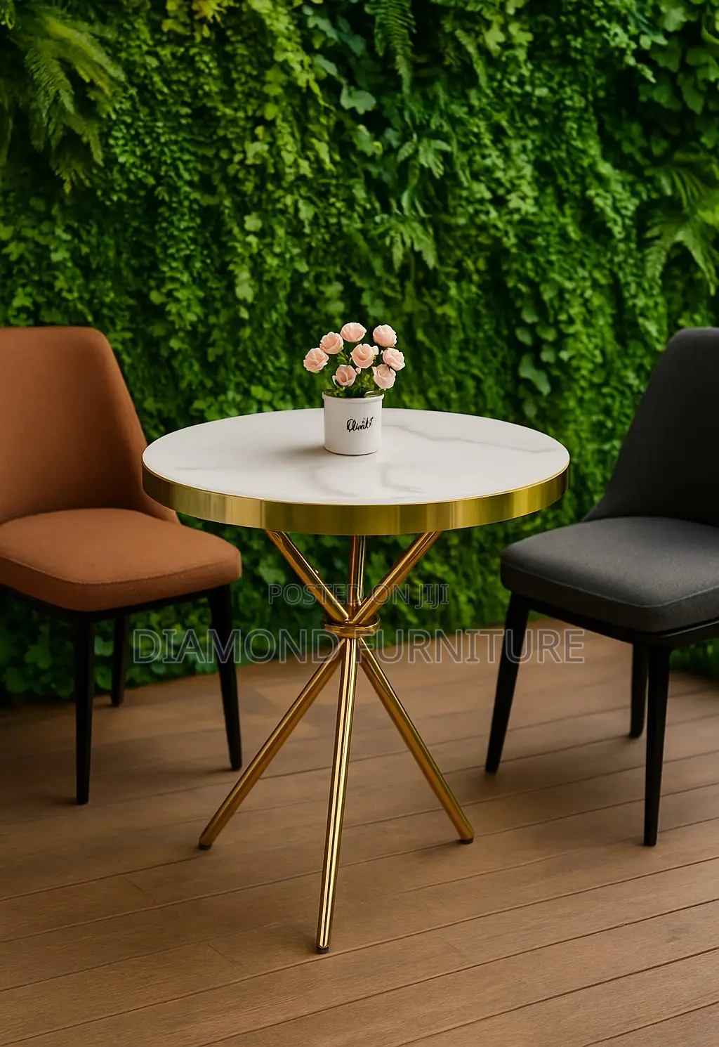 Home Furniture; Elegant Gold Frame Dining Table With Modern Style