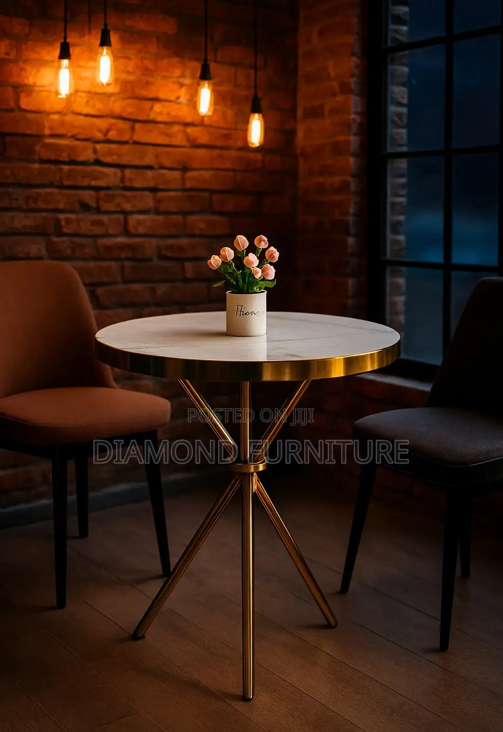 Home Furniture; Elegant Gold Frame Dining Table With Modern Style