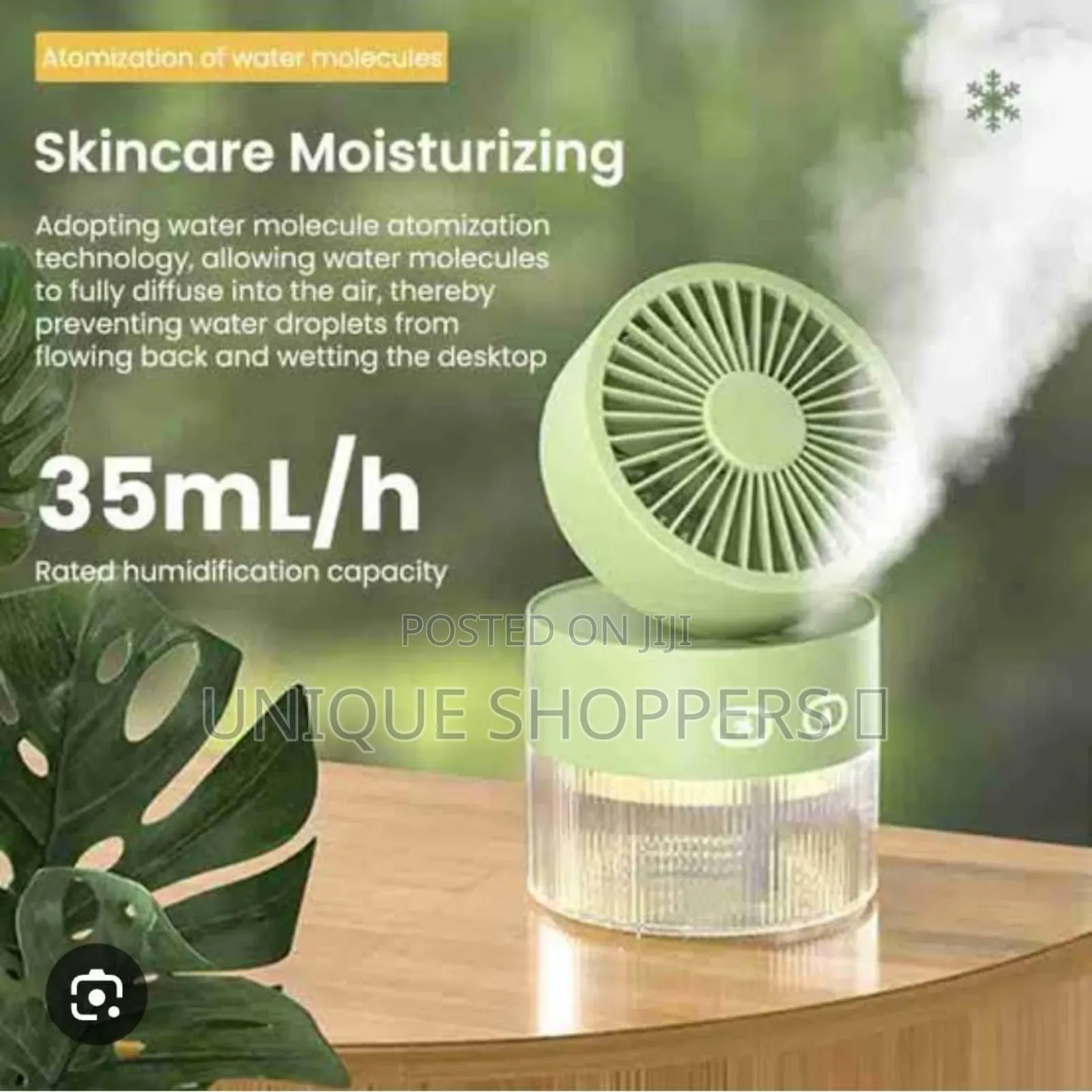 3 Speed 35ml/H Rechargeable Portable Fan With Humidifier