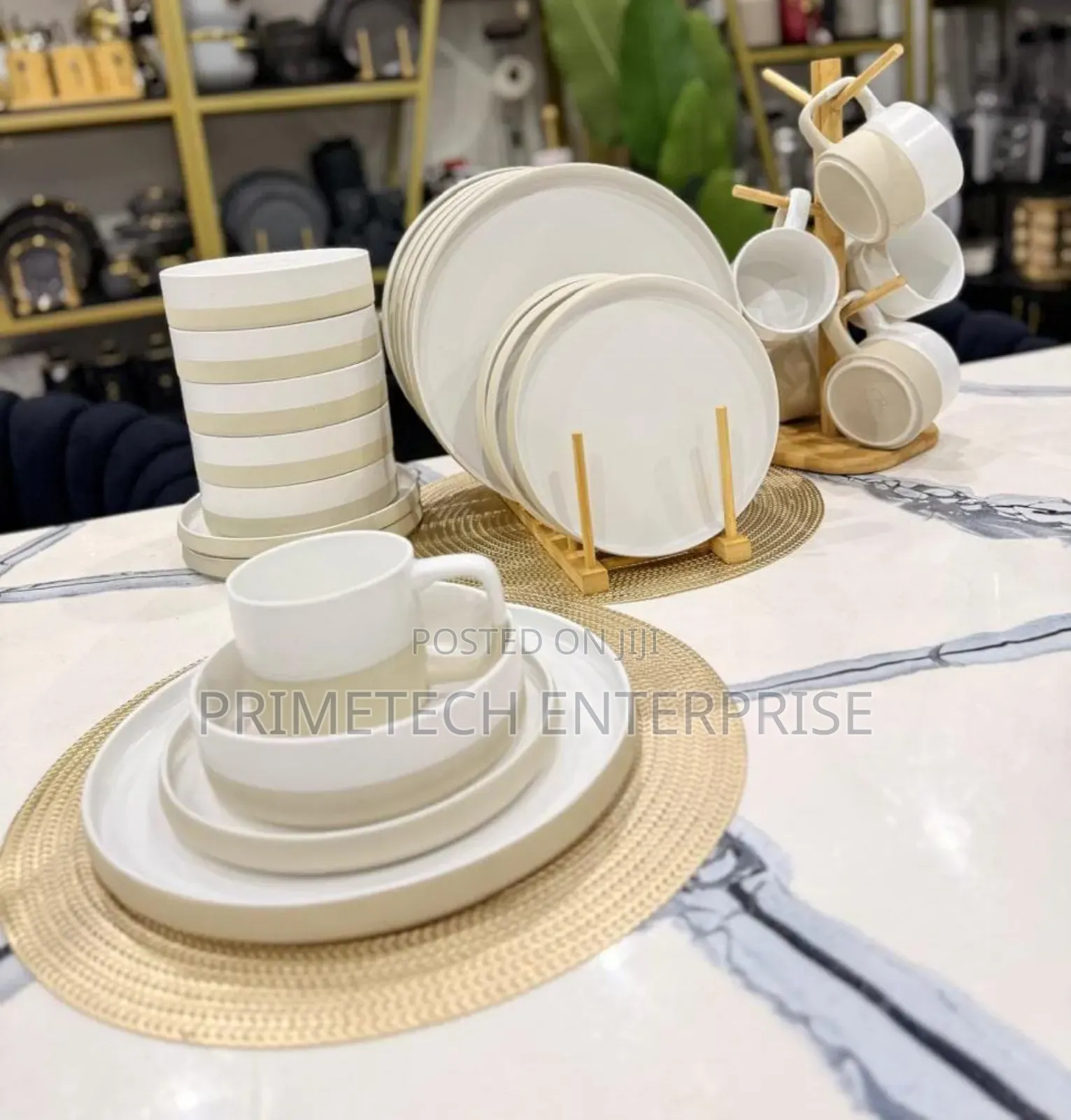 24 PCS Cream and White Dinner Set
