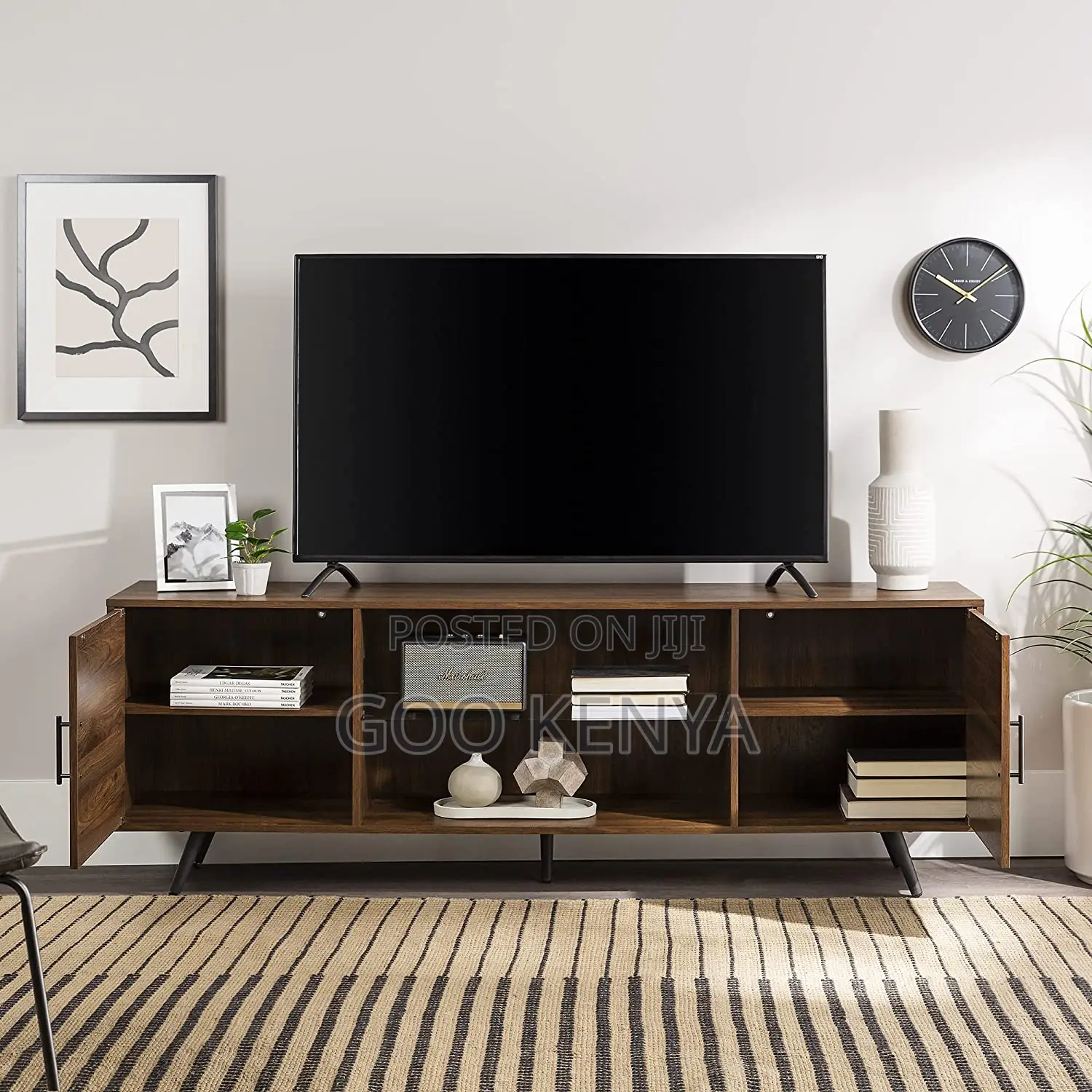 Tv Table; Modern Wooden Tv Stand With Cabinets
