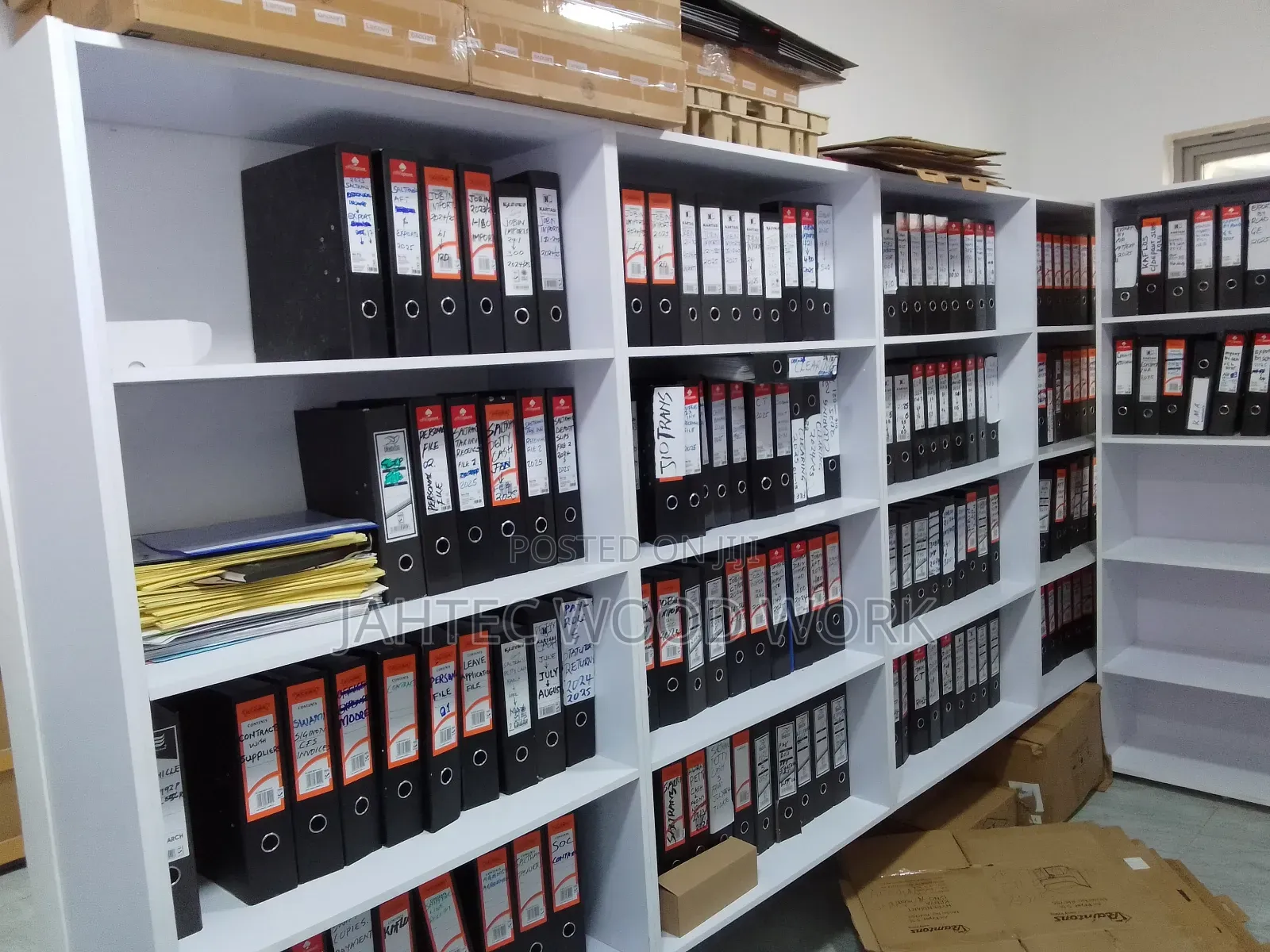 Carpentry Work Office Shelving for More Storage And