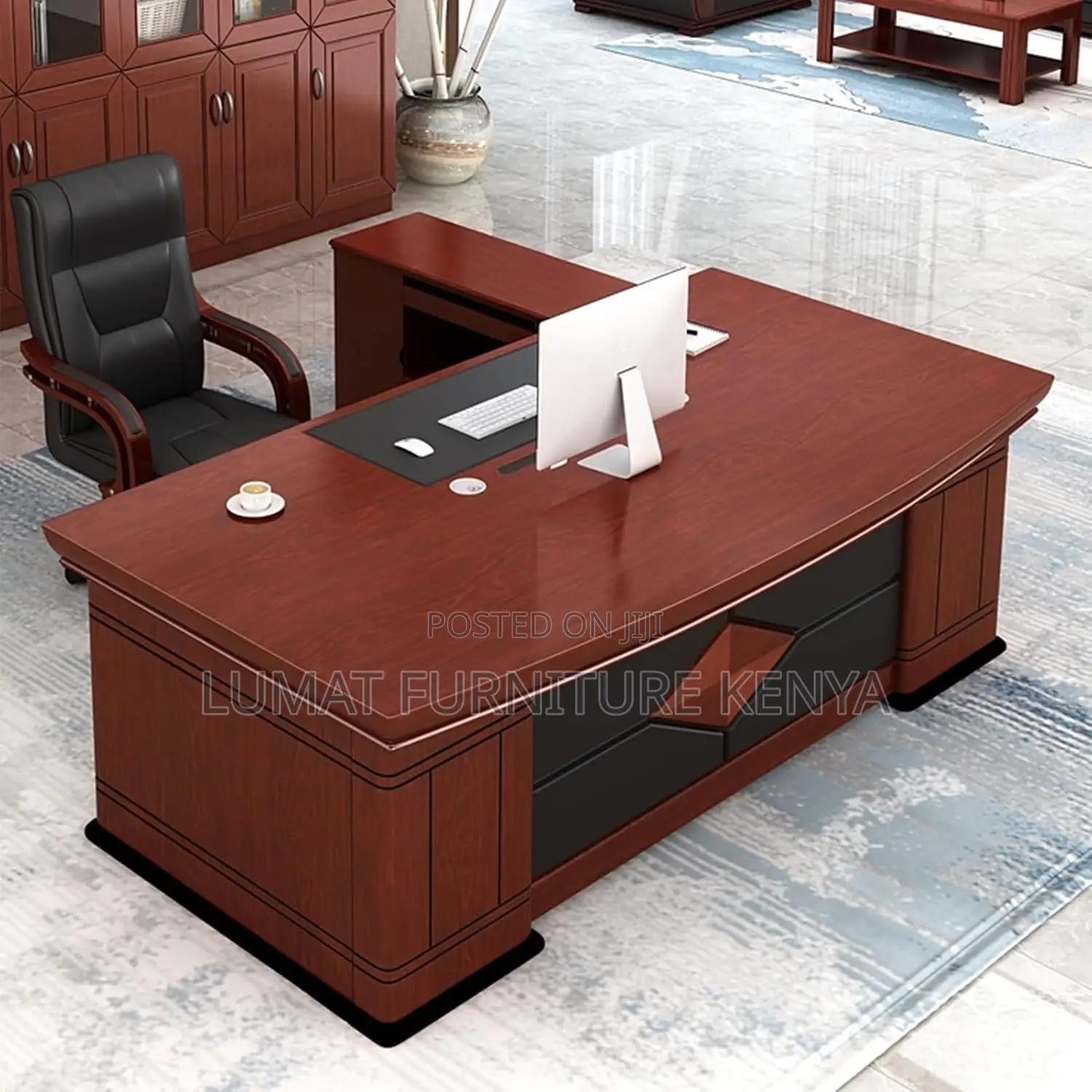 Large Executive Desk – 2 Metres, Mahogany Design