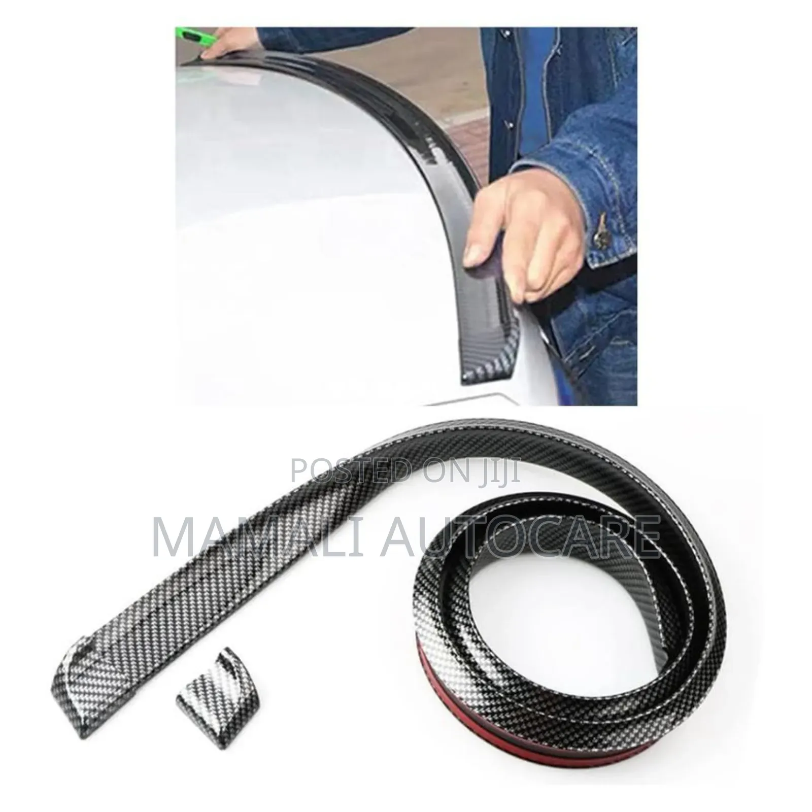 Carbon Fiber Look Rear Rubber Spoiler, Universal Fit