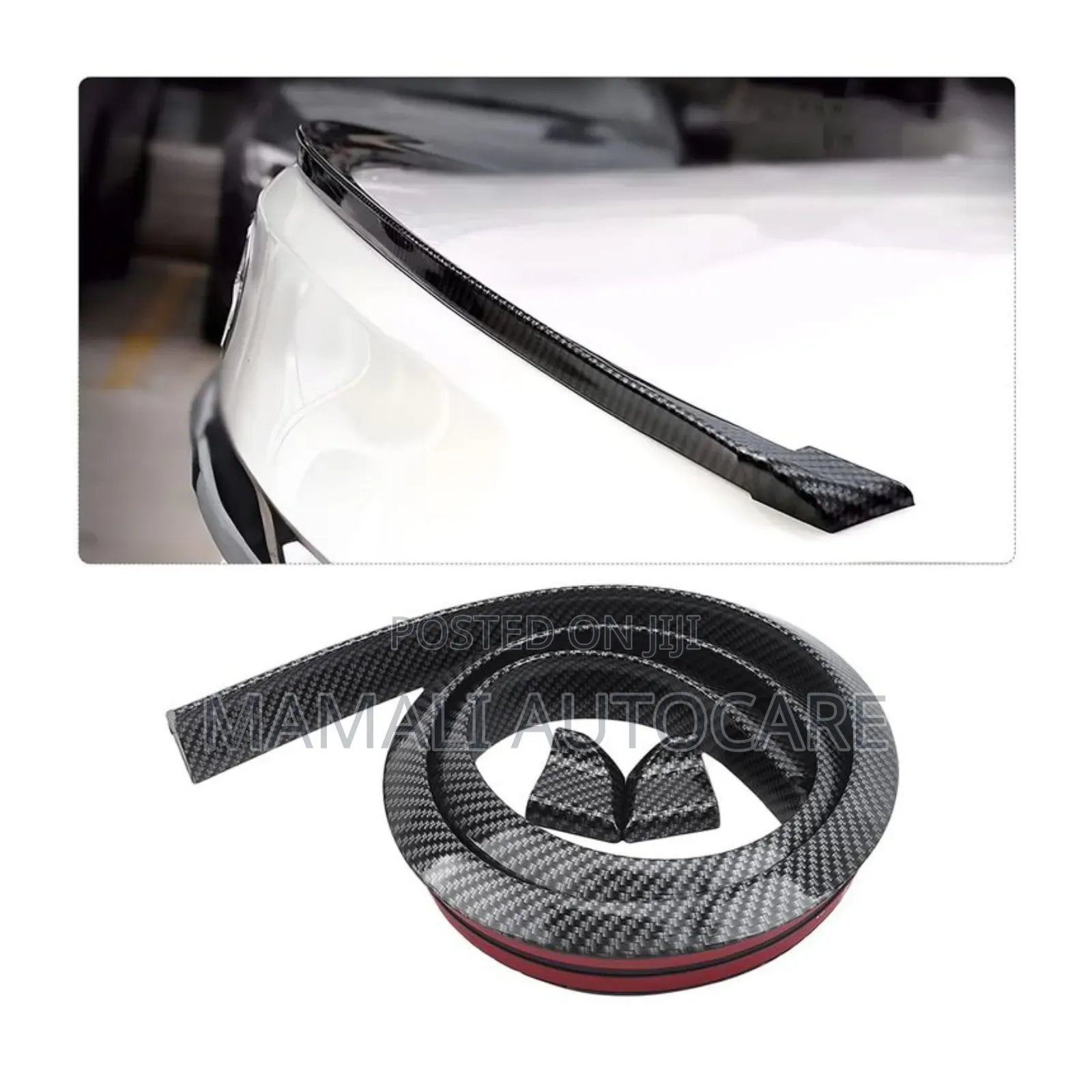 Universal Rubber Spoiler With Carbon Fiber Finish for Rear Bumper