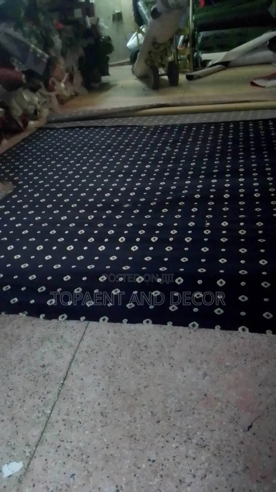 Blue Patterned Bop Wall to Wall Carpet for Comfort and Class