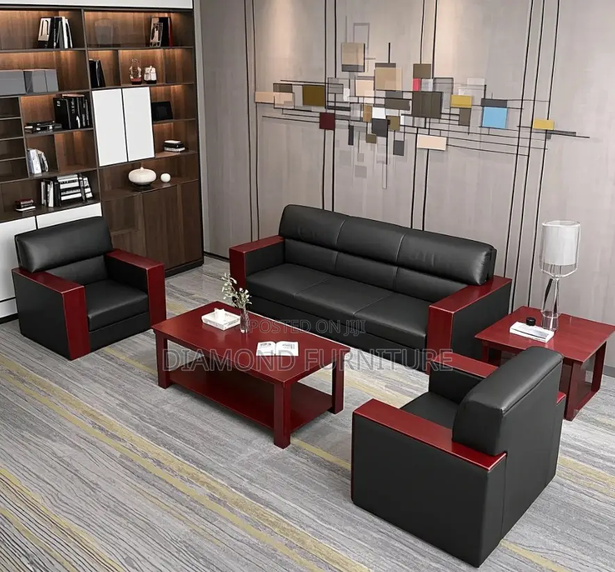 Office Furniture; Premium 5-Seater Leather Executive Office Sofa