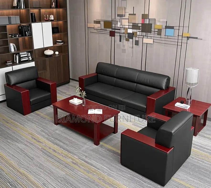 Office Furniture; Premium 5-Seater Leather Executive Office Sofa