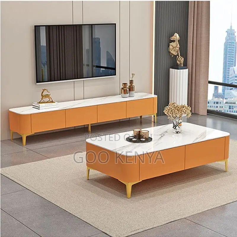 Home Coffee Table and Tv Stand; Marble Coffee Table and Tv Cabinet.