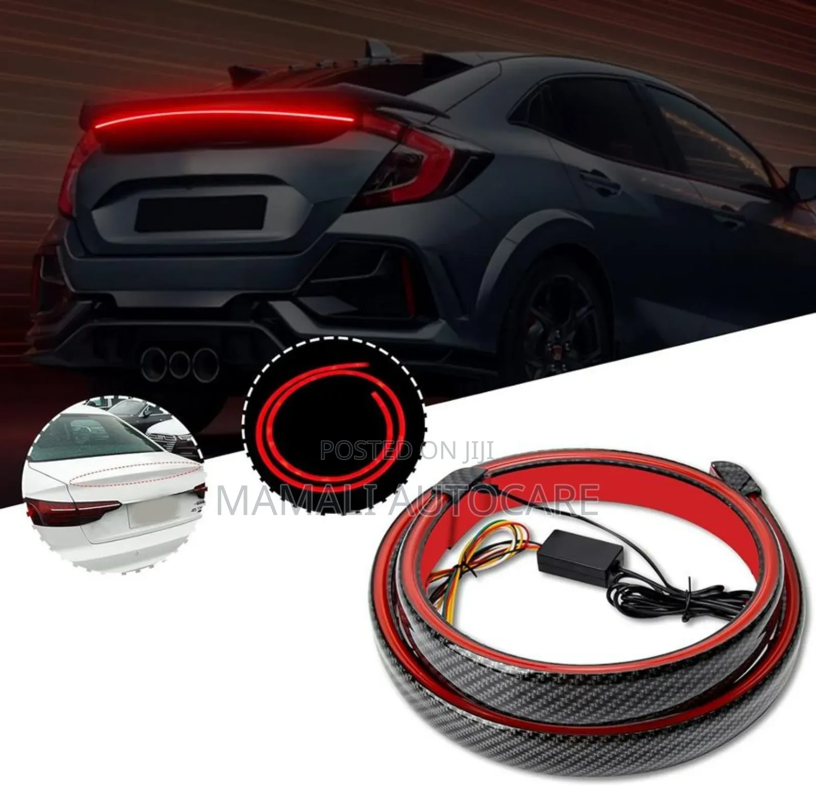 Led Carbon Fiber Rubber Spoiler- Universal Car Styling