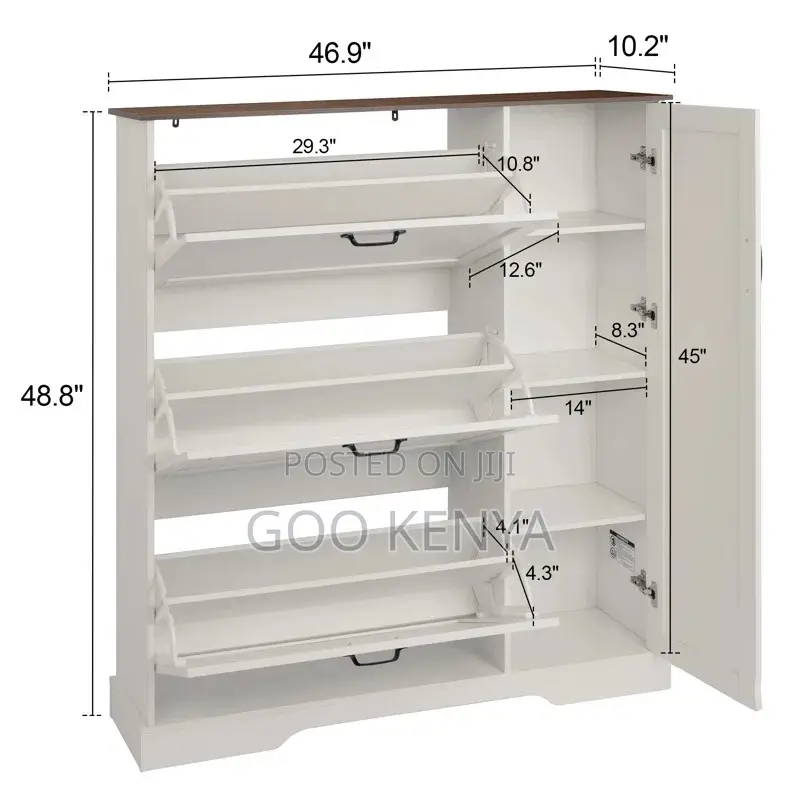 Home Shoe Cabinet; Home Furniture Wooden Shoe Organizer in White