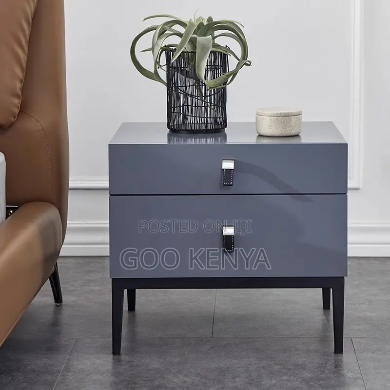 Home Bedside Cabinet; Modern MDF Nightstand With 2 Drawers