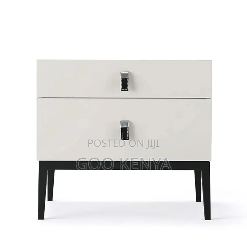 Home Bedside Cabinet; Modern MDF Nightstand With 2 Drawers