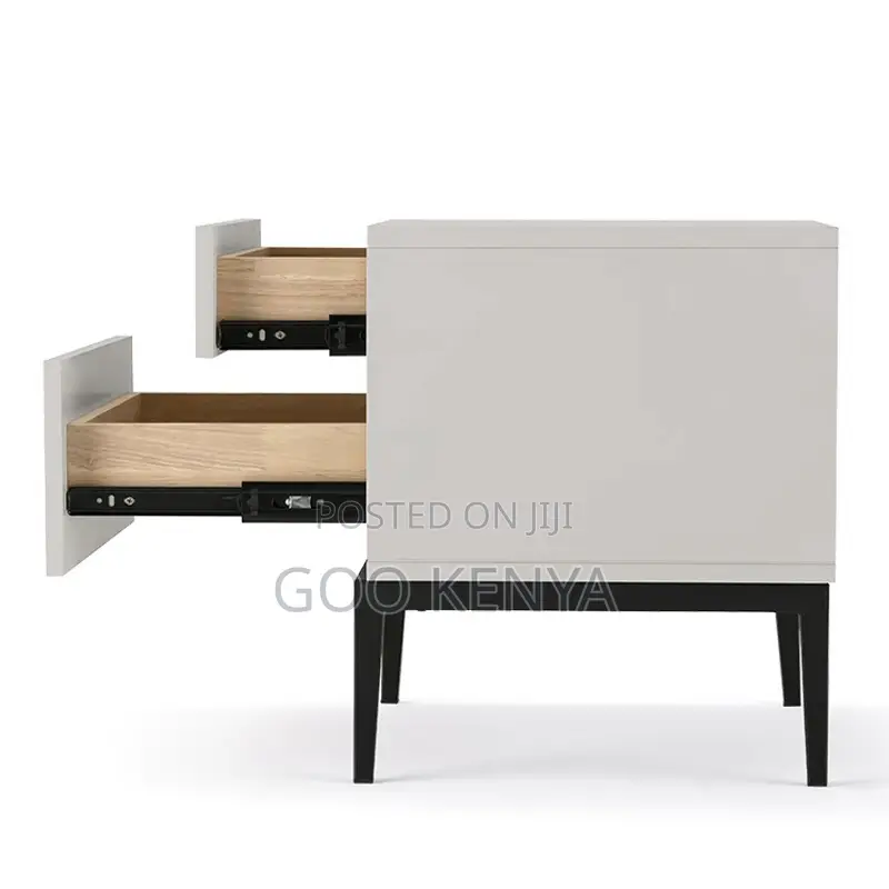Home Bedside Cabinet; Modern MDF Nightstand With 2 Drawers