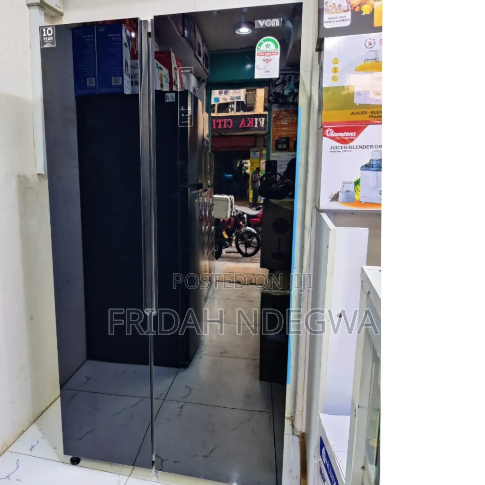 Von Fridge Side by Side No Frost 429l( Black)