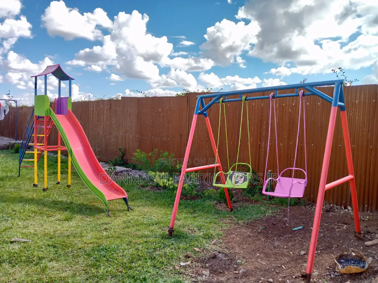 Mini Slide Two-Seater Swing for Kids