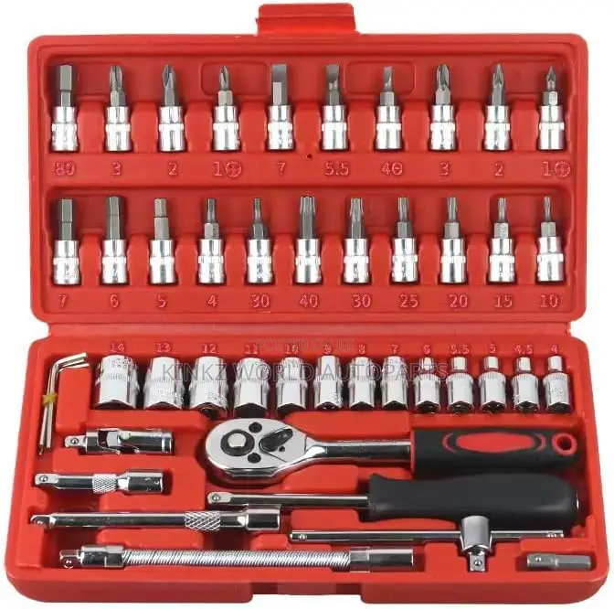 46 Pieces Mechanic Tool Kit Ratchet Wrench With Storage Case
