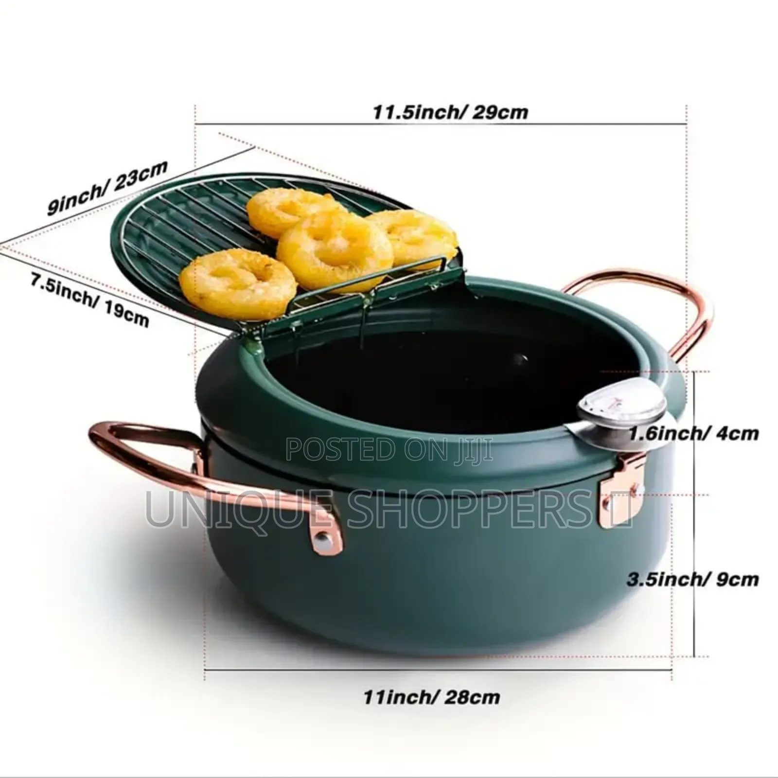 Nordic Green 3.4l Frying Pot With Thermometer and Oil Drain Grill