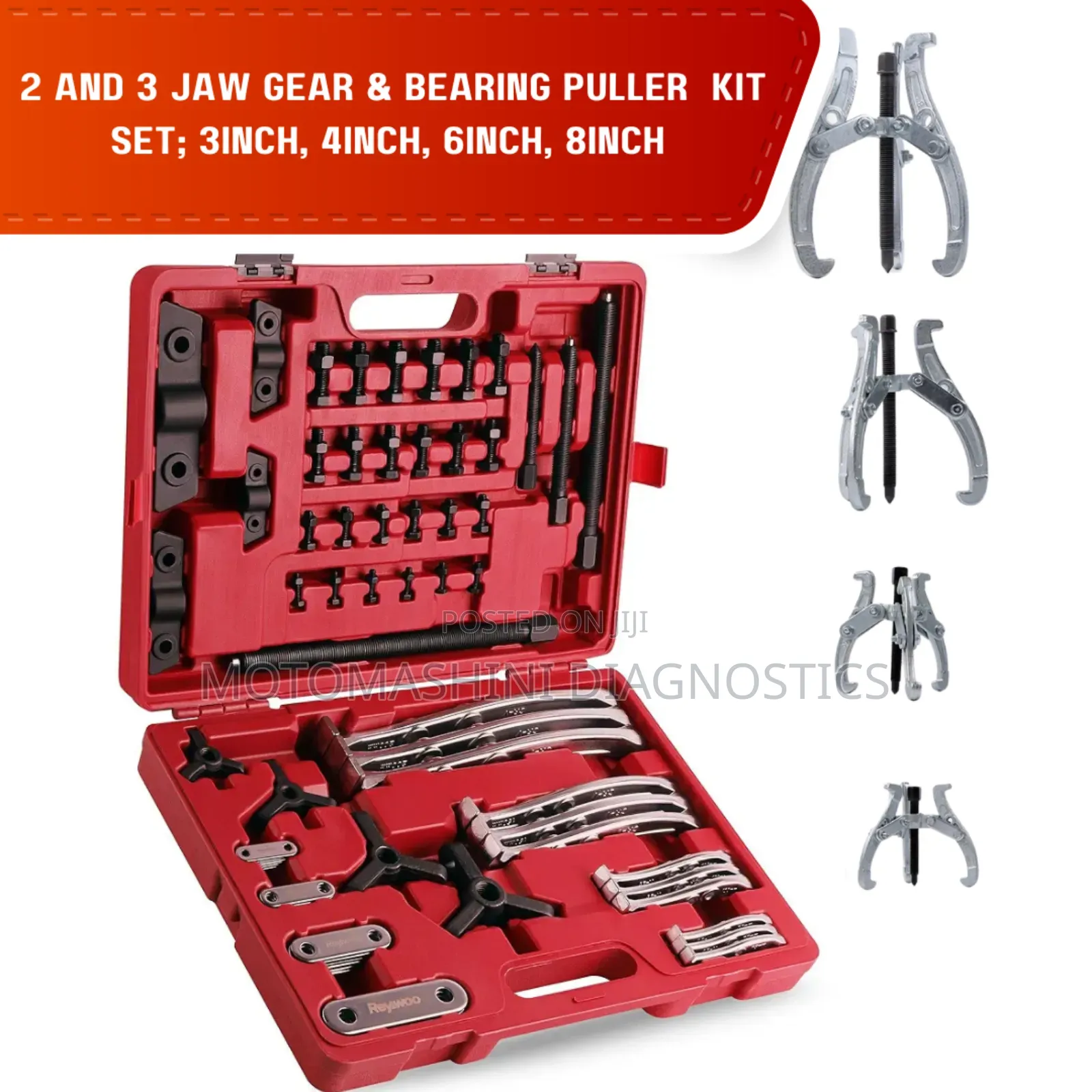 Inner and Outer Gear Hub and Bearing Puller Assorted Kit Set