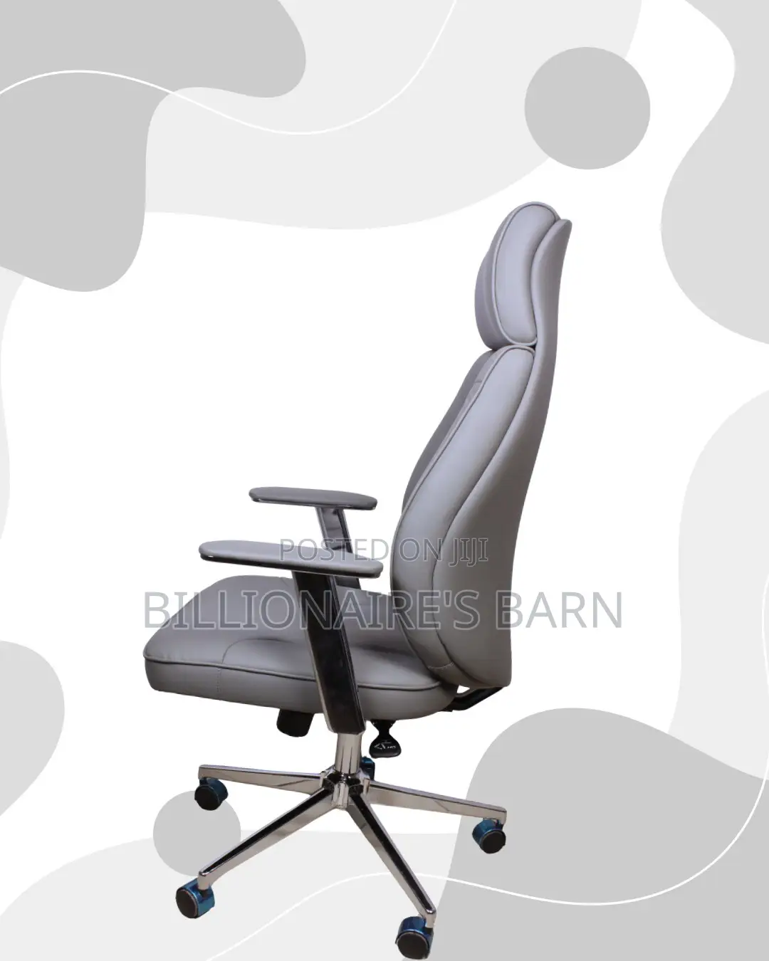 Plush Grey Executive Leather Office Chair — Great for Study or Work