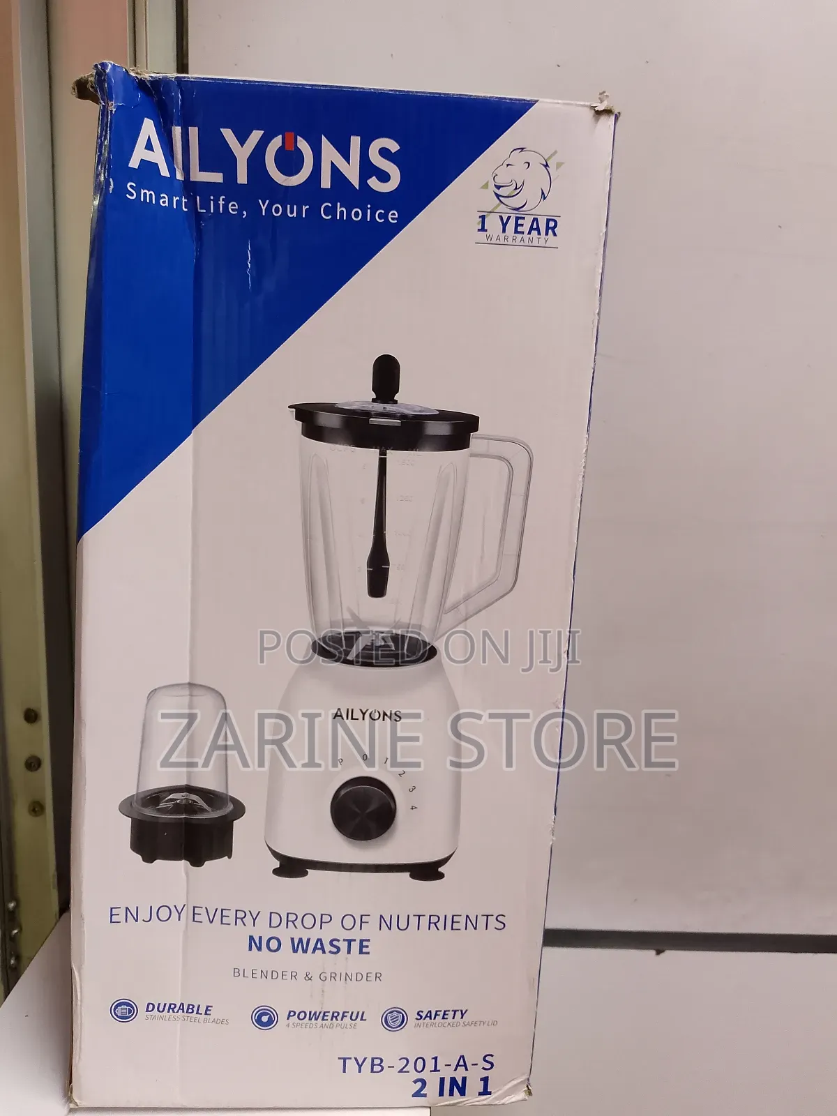 Ailyons Blender 2 in 1 1.5l Off Switch With 4 Speed Switches Pulse