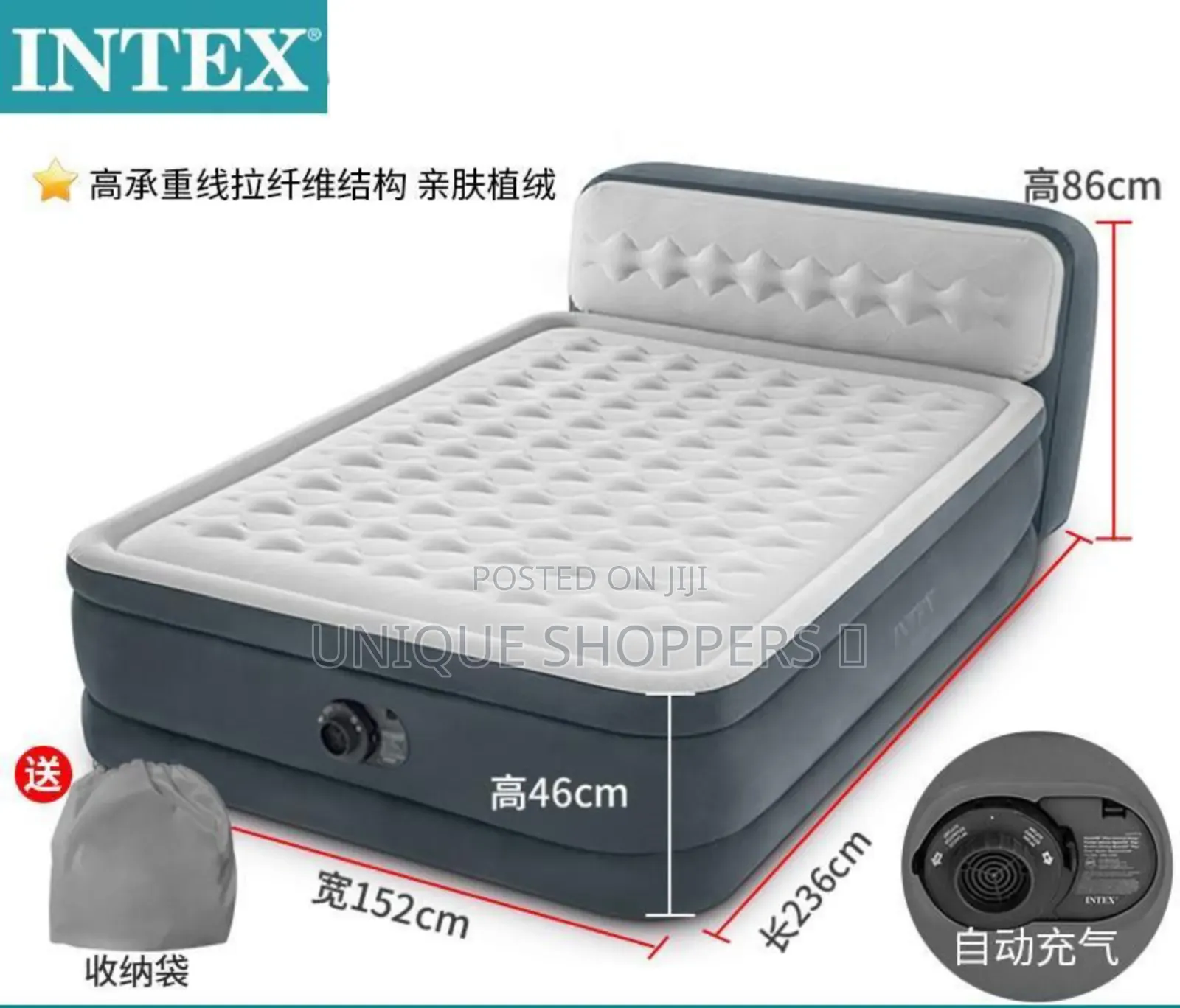 Intex Dura Beam Airbed With Inbuilt Pump $Supportive Headboard