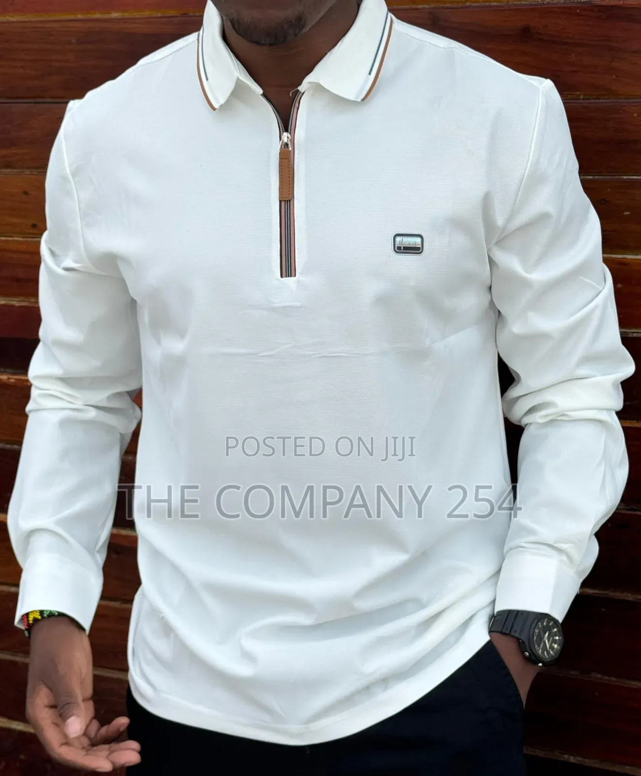 Casual Longsleeved Collar Plain Brand Tshirt Available