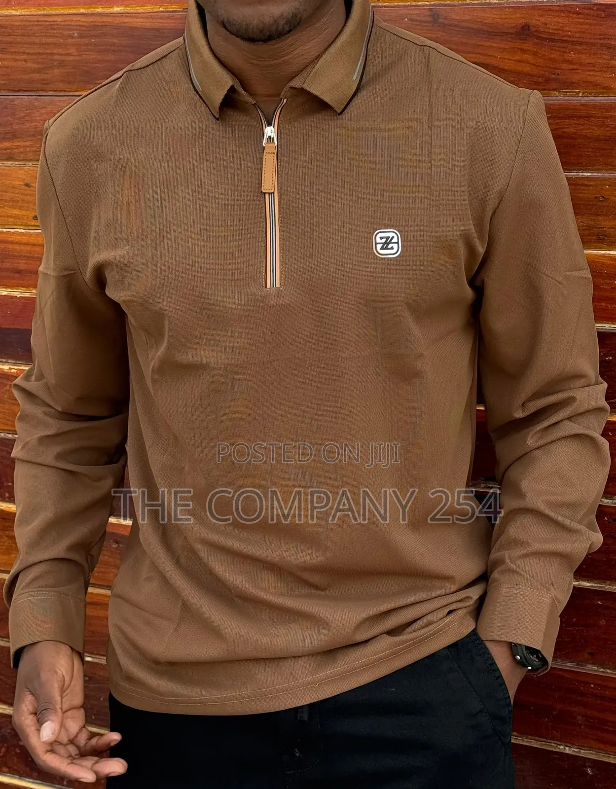 Casual Longsleeved Collar Plain Brand Tshirt Available