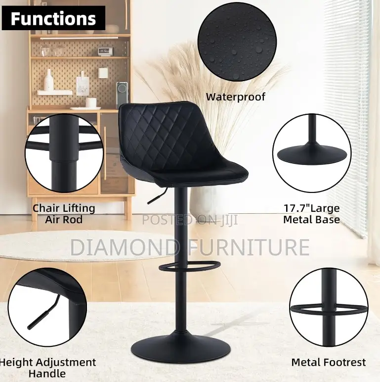 Bar Chair; Leather Swivel Bar Stool With Modern Adjustable Design