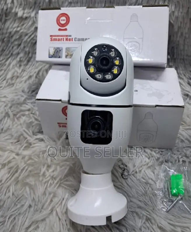 Dual Lens V380 Pro PTZ Bulb Night Vision Cam 360 Degrees Double Lens