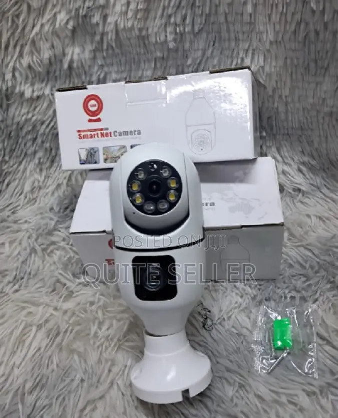 Dual Lens V380 PTZ Bulb Ip Night Vision Camera -Light Support Lighting