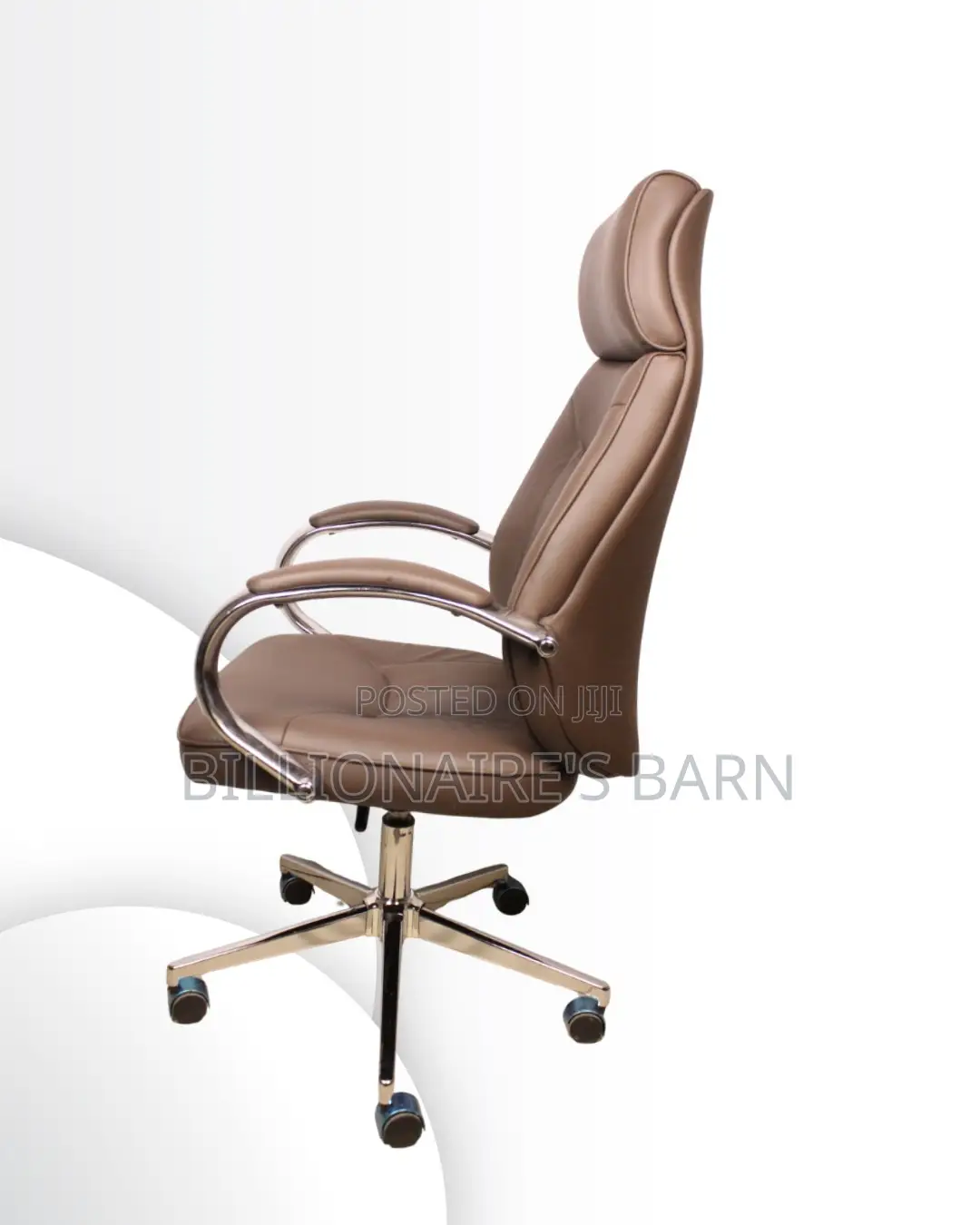 Ergonomic Brown Executive Leather Office Chair | Swivel Base