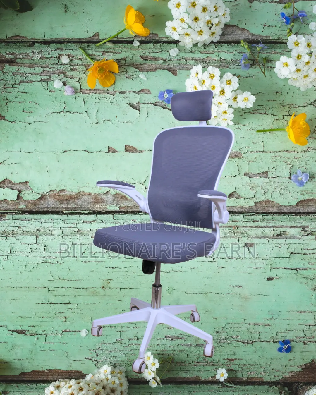 Space-Saving White Ergonomic Office Chair | High-Density Foam Seat