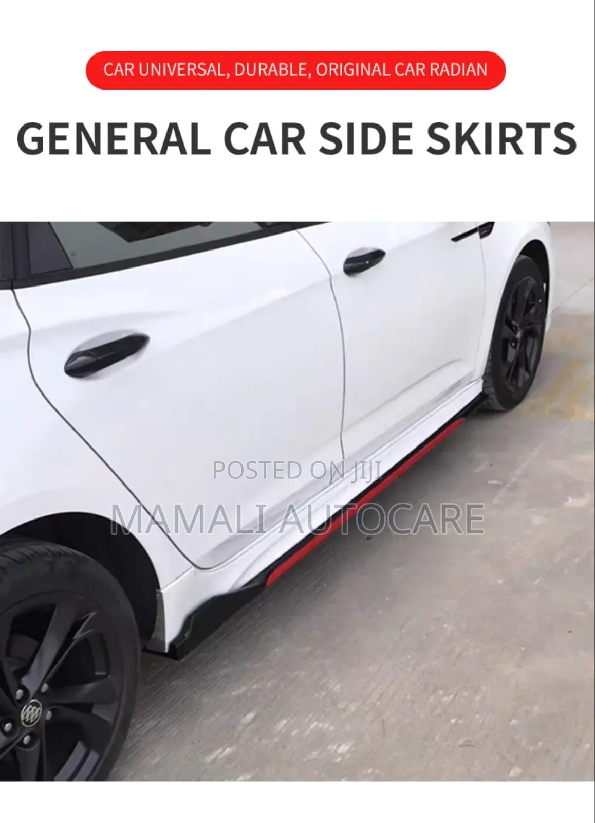 Black Red Car Side Skirt Rubber Lip Universal Fit