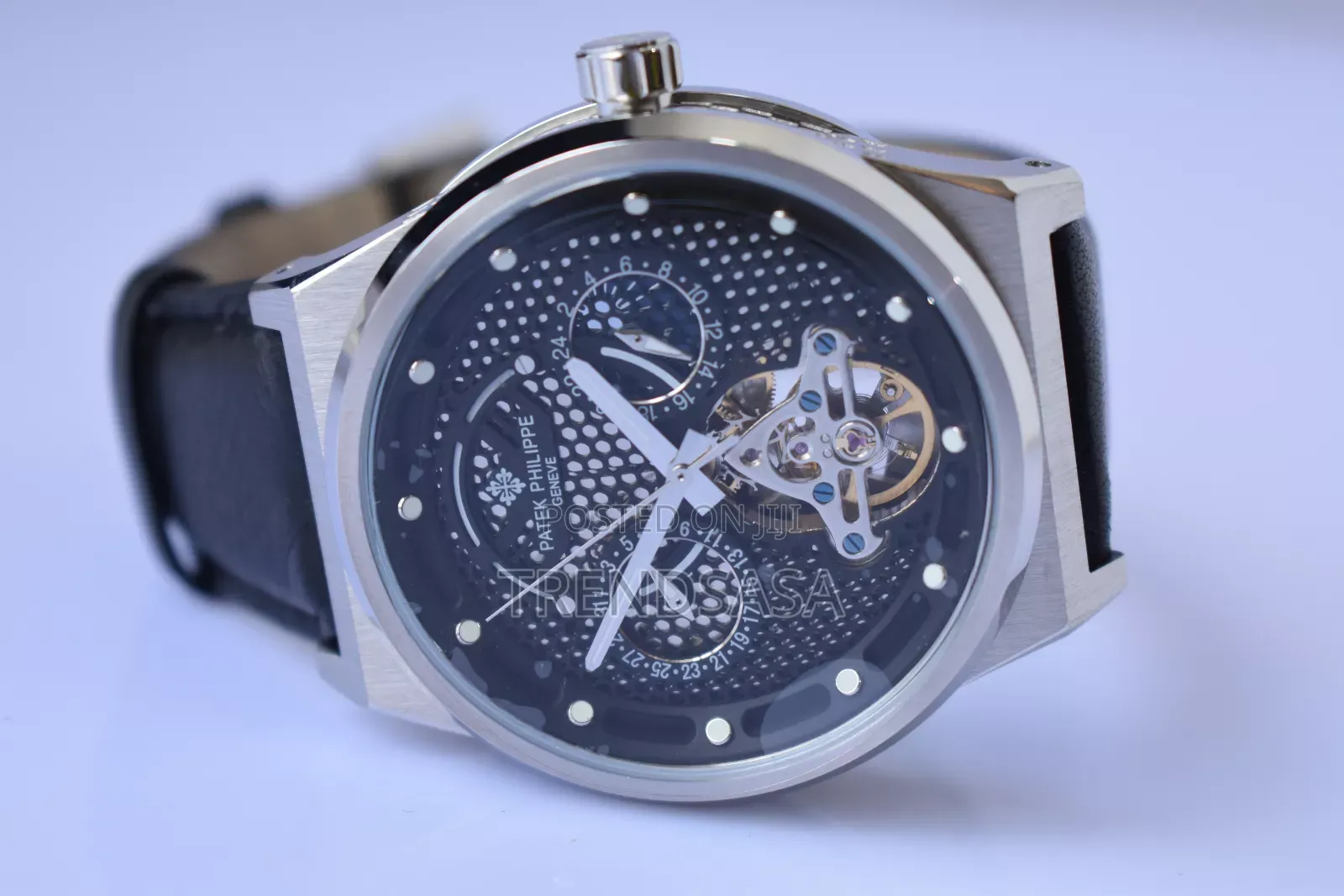 Patek Philippe Black Leather Straps Tourbillon Watch