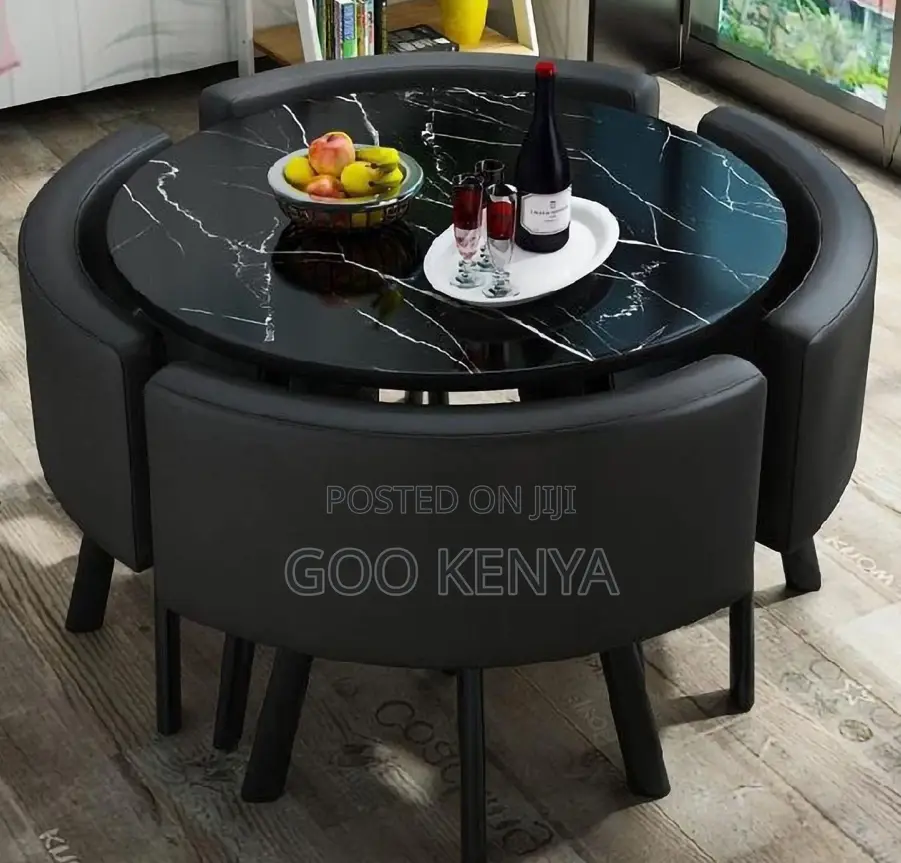 Dining Set; Modern Marble Dining Set With 4 Leather Chairs