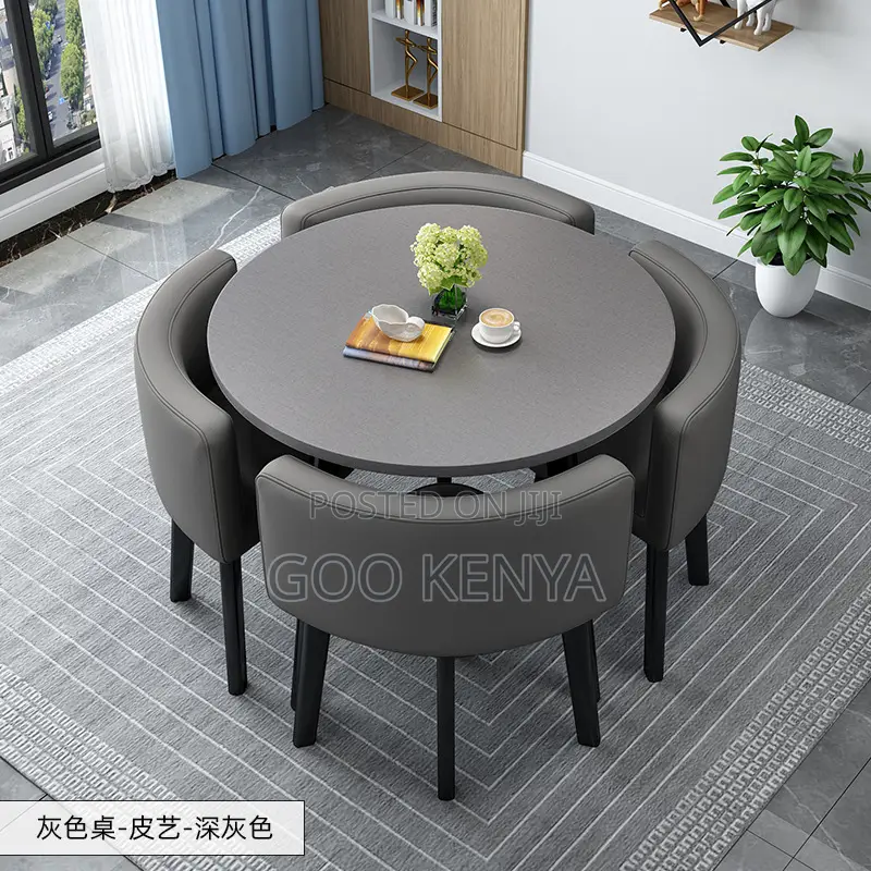 Dining Set; Modern Marble Dining Set With 4 Leather Chairs