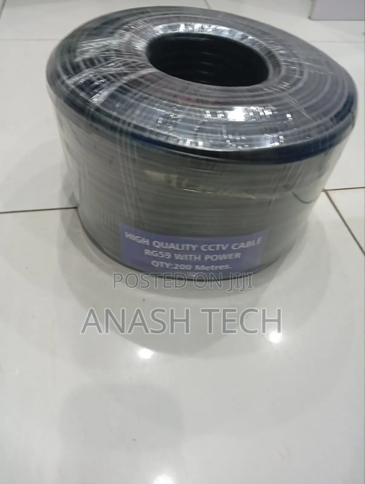 Low Cost CCTV Rg59 Coaxial Cable With Power 200m Reel- Black