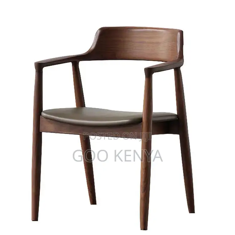 Dining Chair; Smooth Finish Wooden Dining Chair With Leather Cushion