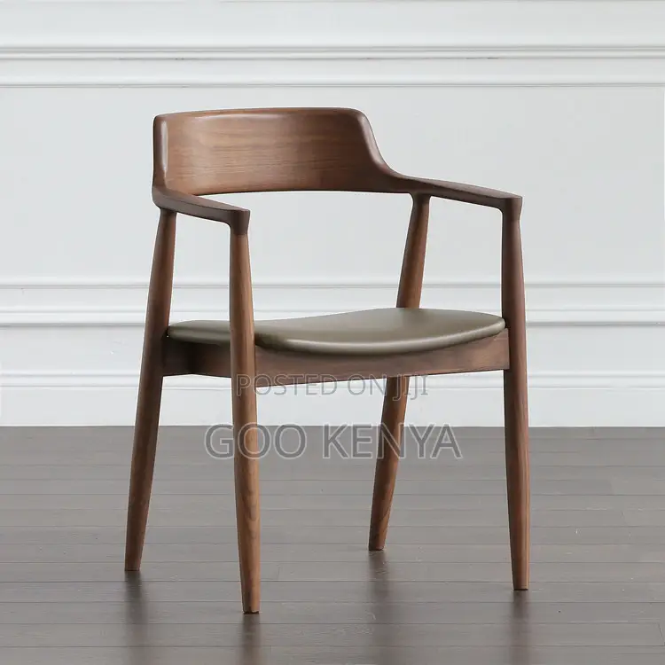 Dining Chair; Smooth Finish Wooden Dining Chair With Leather Cushion