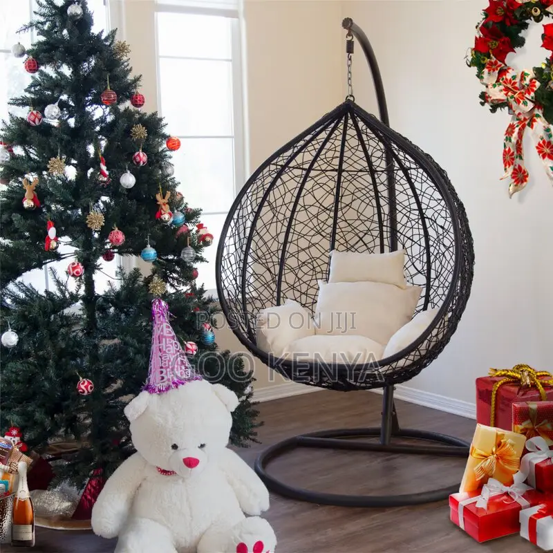 Outdoor Chair; Hanging Swing Chair With Metal Frame Base
