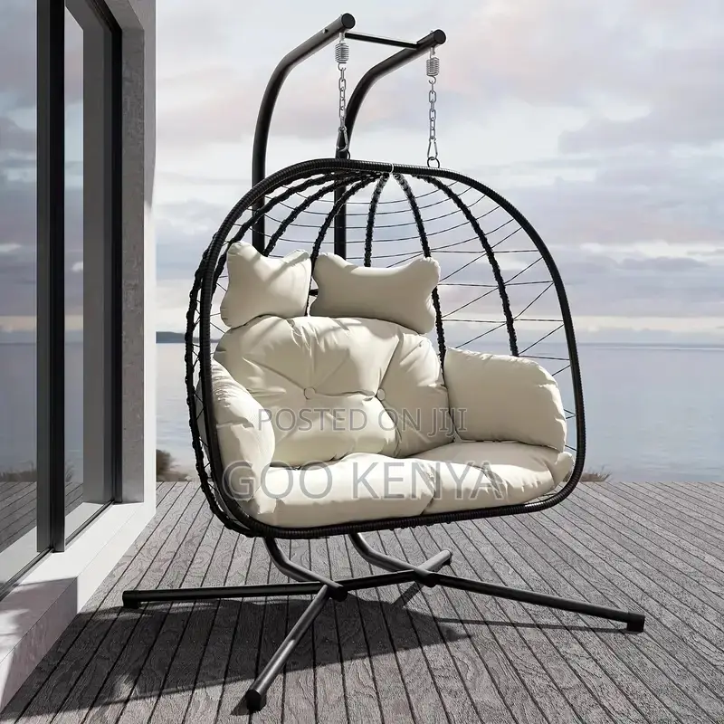 Outdoor Chair; Balcony Double Swing Chair With Fabric Cushions