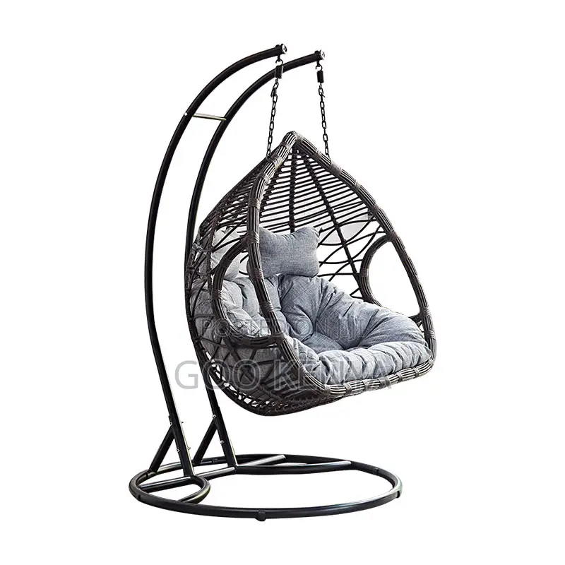 Outdoor Chair; Balcony Double Swing Chair With Fabric Cushions