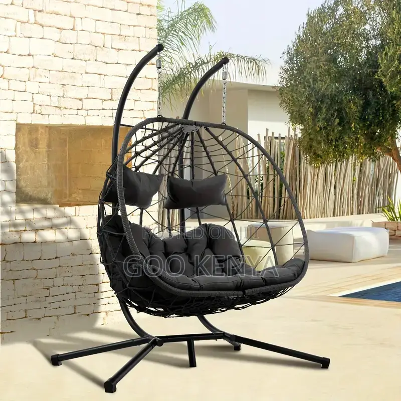 Outdoor Chair; Balcony Double Swing Chair With Fabric Cushions