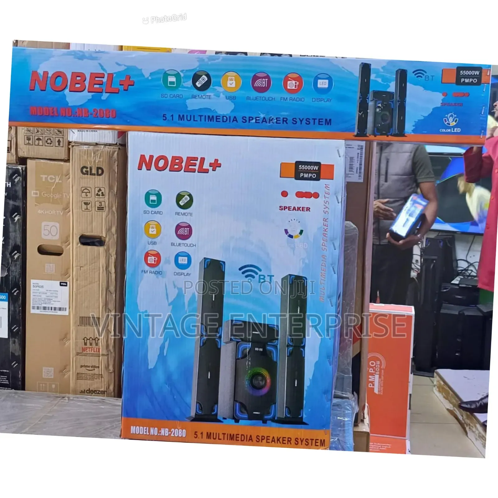Nobel Tall Boy Speakers-Bt Hometheare-55000w Pmpo- Nb 2080