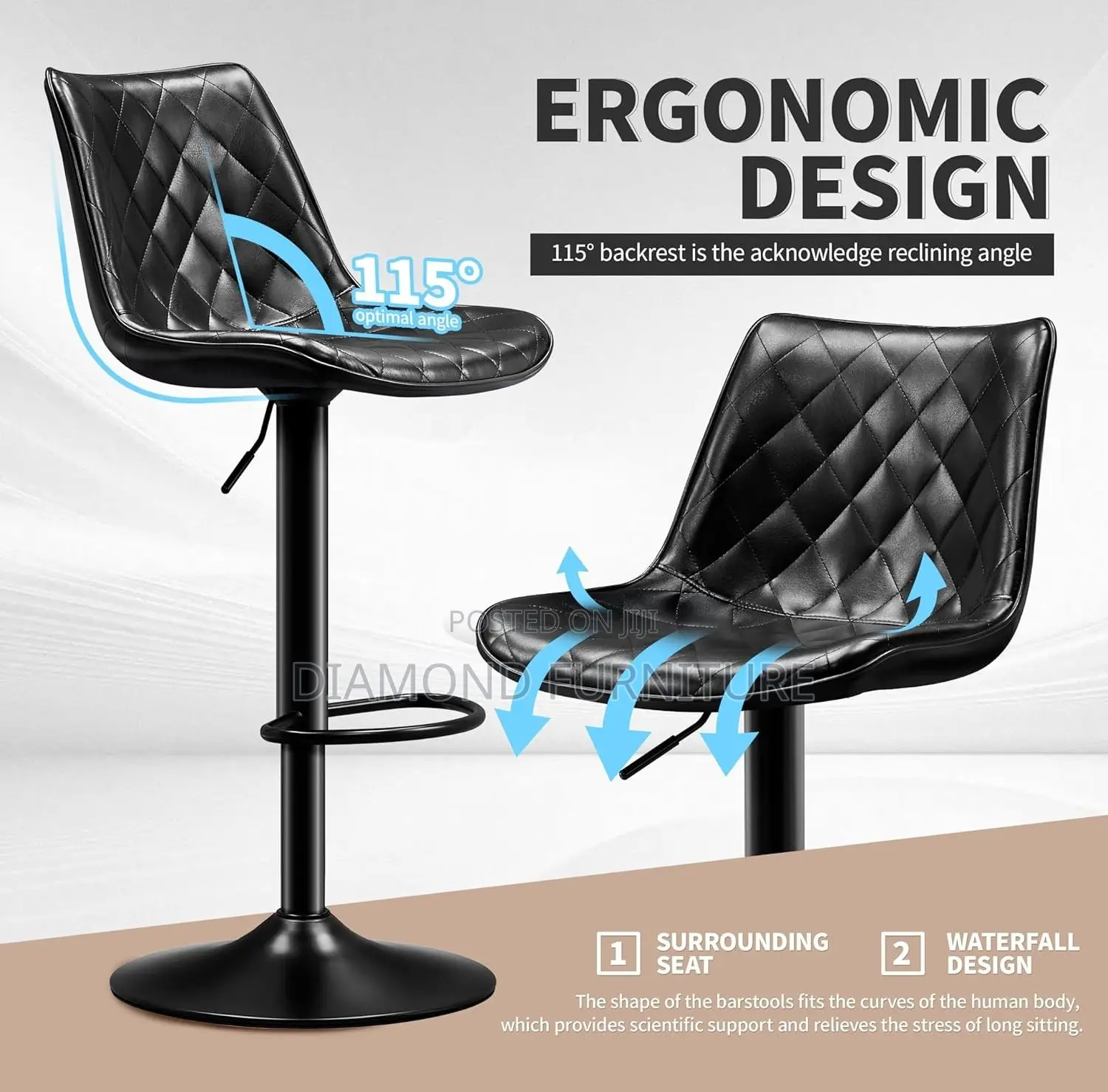 Home/Bar Furniture; Elegant Leather Upholstered Bar Stool Chair Design
