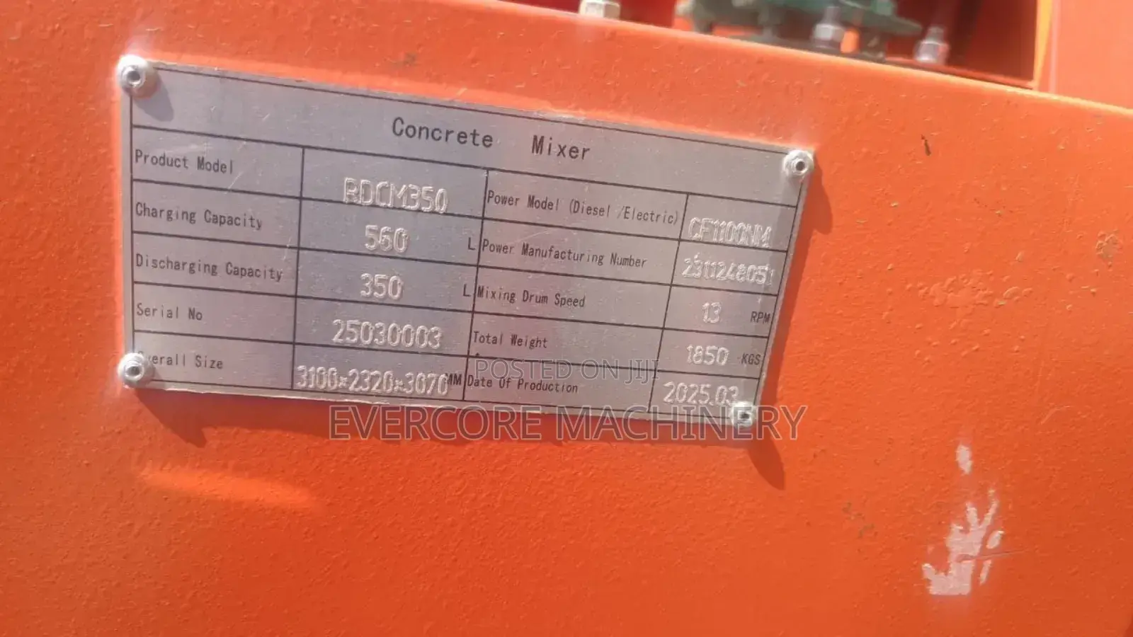 Rdcm350 Diesel Self-Loading Concrete Mixer 560litres